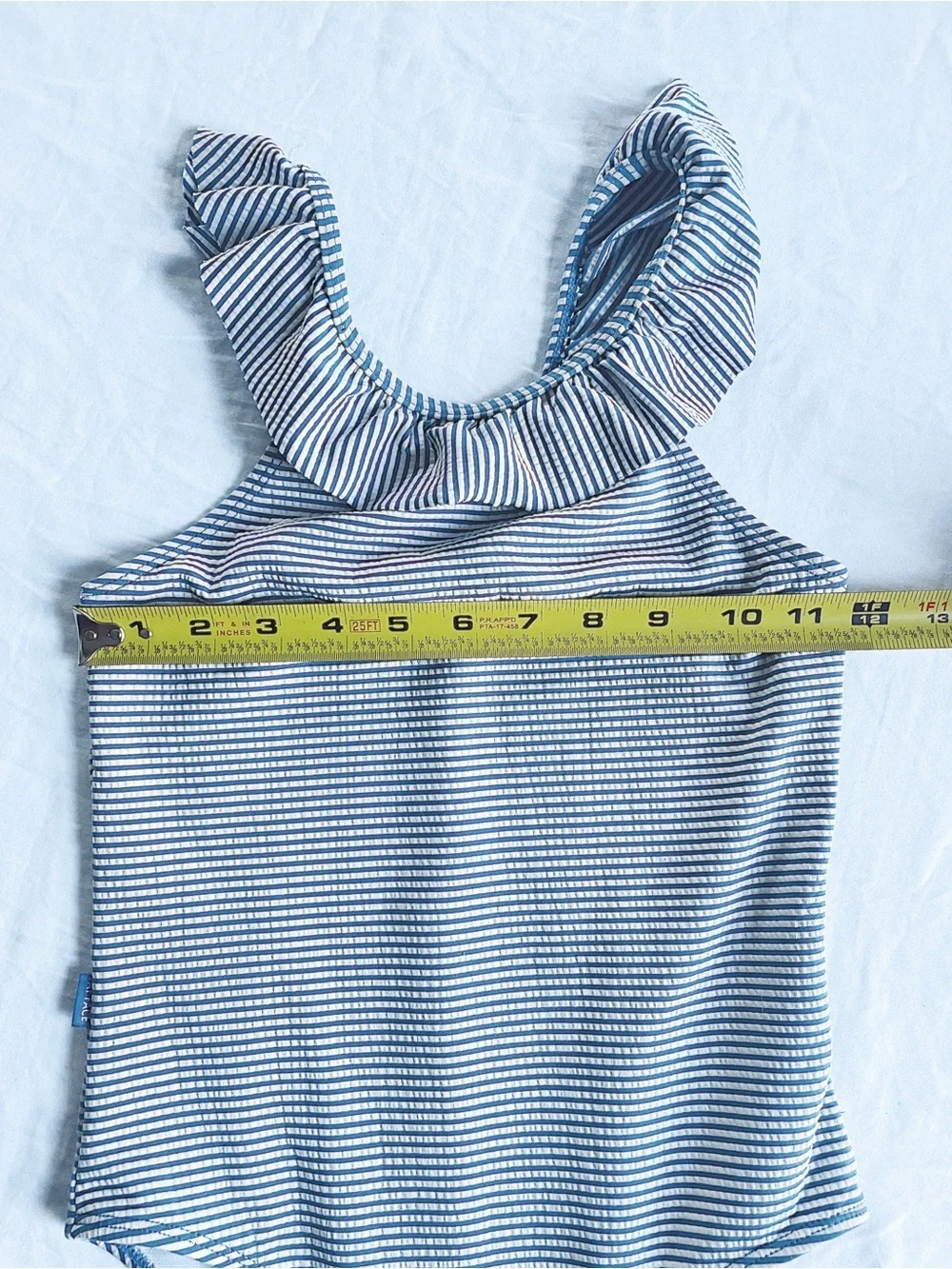 FAT FACE Swim Bathing Suit One Piece Pin Stripe Ruffle British